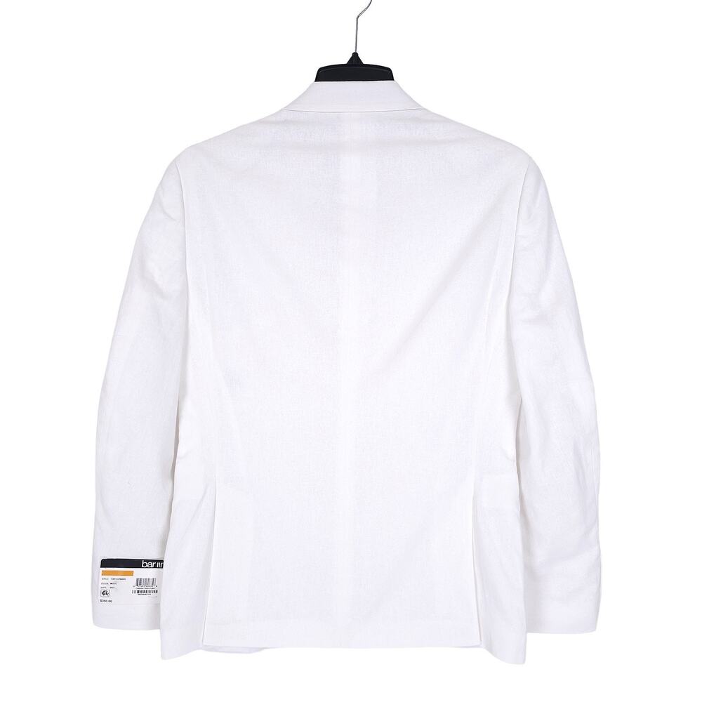 Bar III Mens Slim Fit Sport Coat Blazer 36S White Solid Linen Cotton Blend NWT - Picture 2 of 16